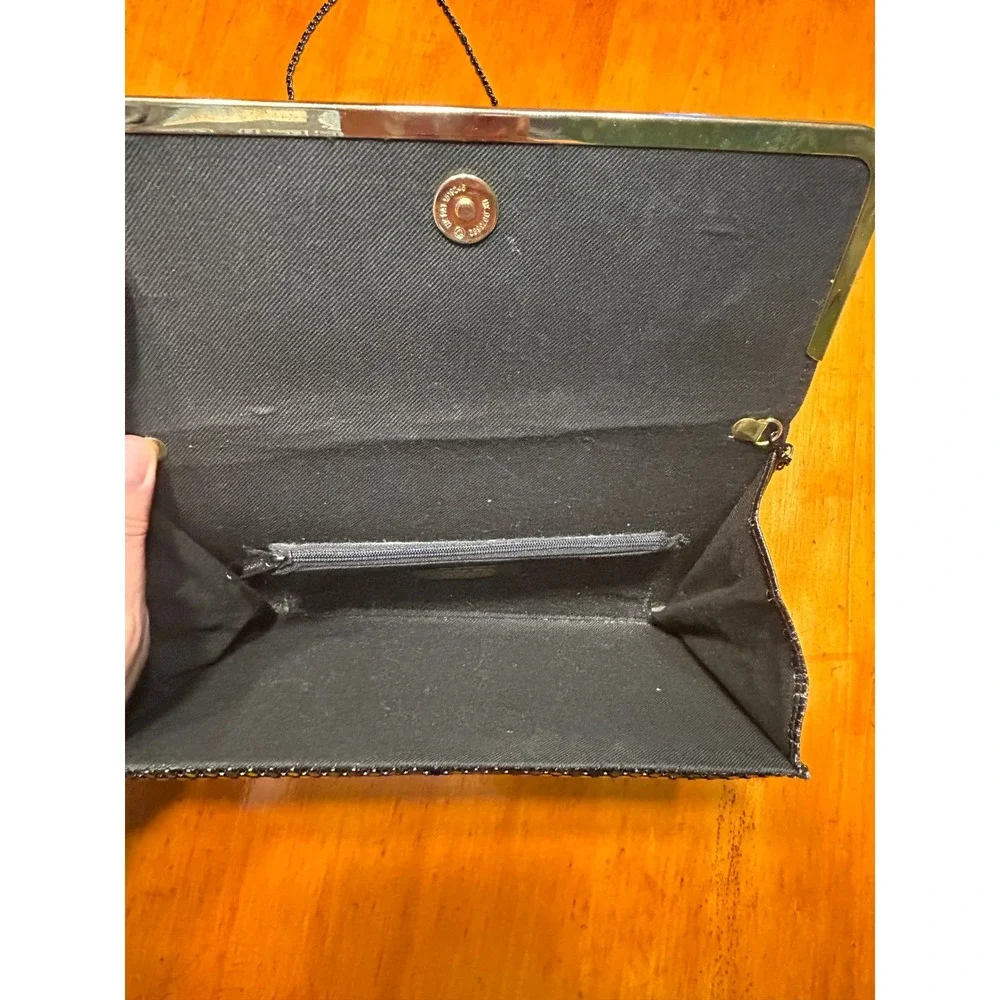 Vintage Black Mesh Evening Clutch Bag Crossbody Formal Purse Goth Glam Romantic